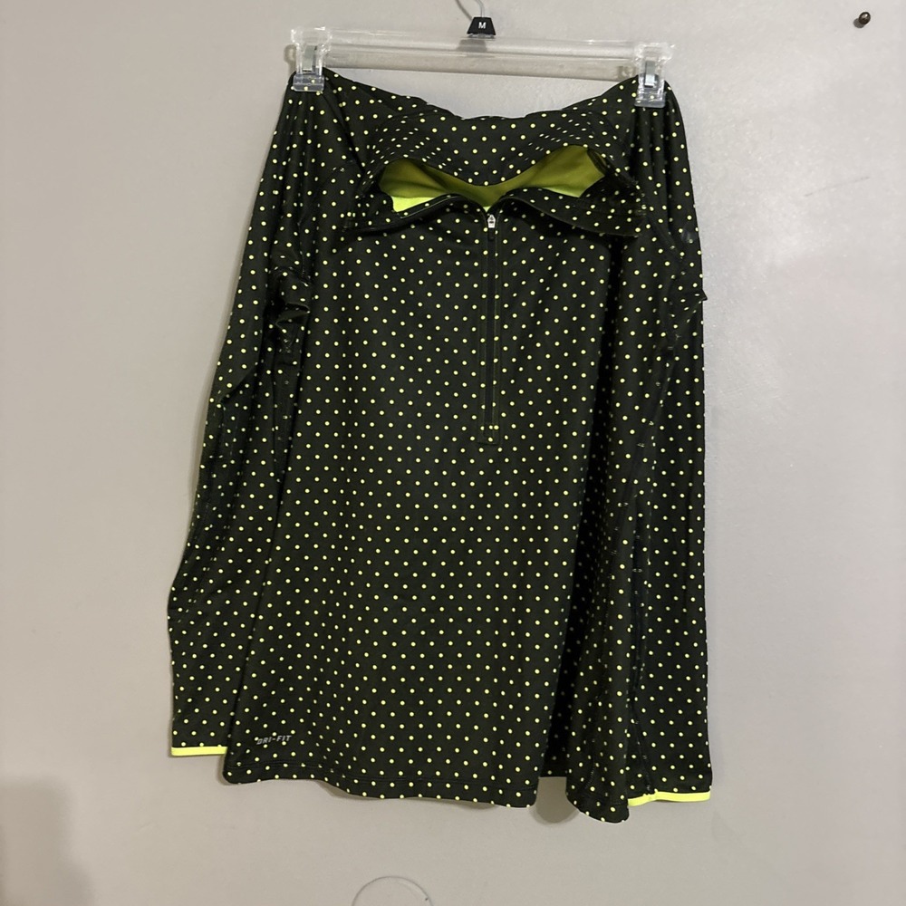 Nike pro hyper warm 1/2 zip black Neon Green polka dot long sleeve sz XL Woman's